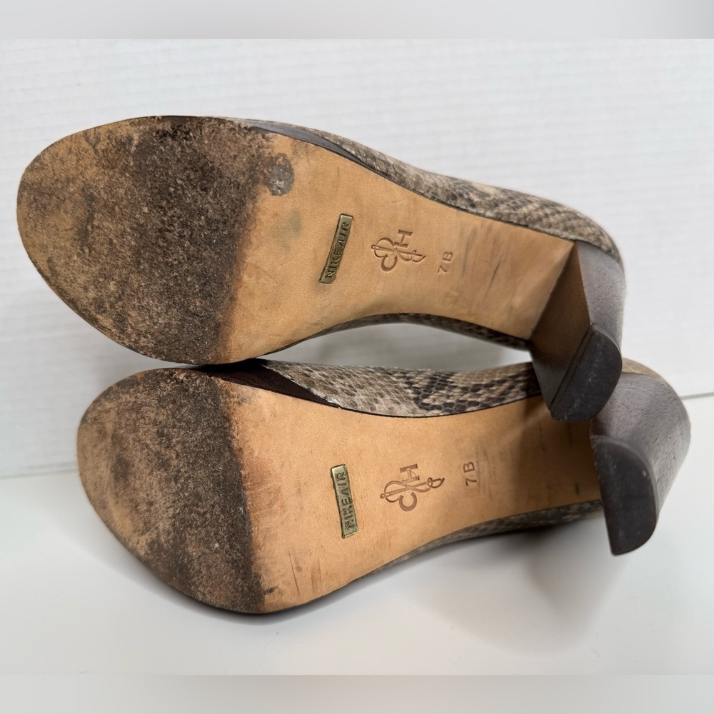 Cole Haan Snakeskin Print Mary Jane Platform Block Heels Size 7B Y2K Preppy Boho - Picture 14 of 15